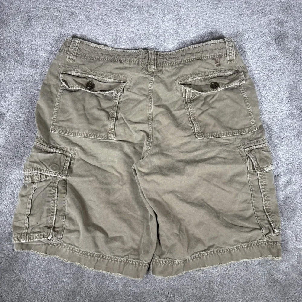 Vintage American Eagle Cargo Shorts Mens 36 Green Canvas Baggy Heavy Skater Y2K